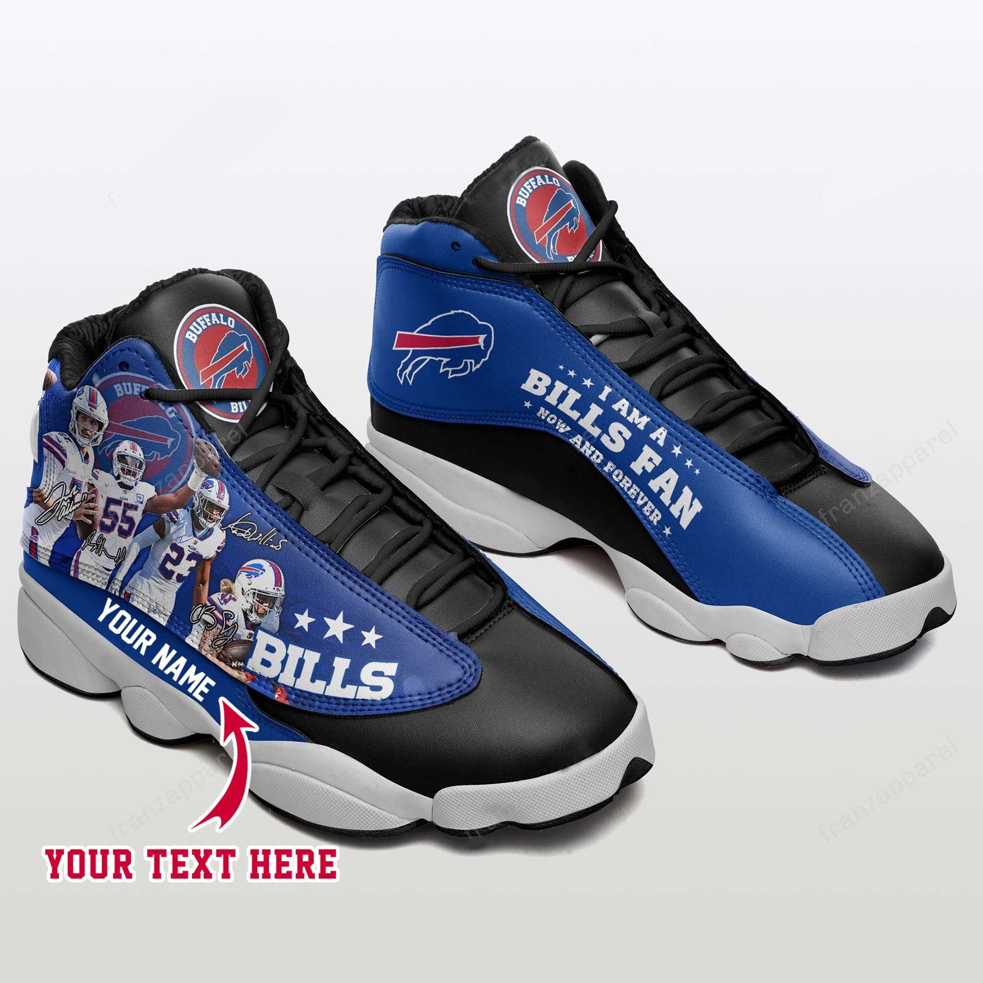 Buffalo Bills 3 FOOTBALL NFL Retro AJ13 Sneakers Customized Shoes ...