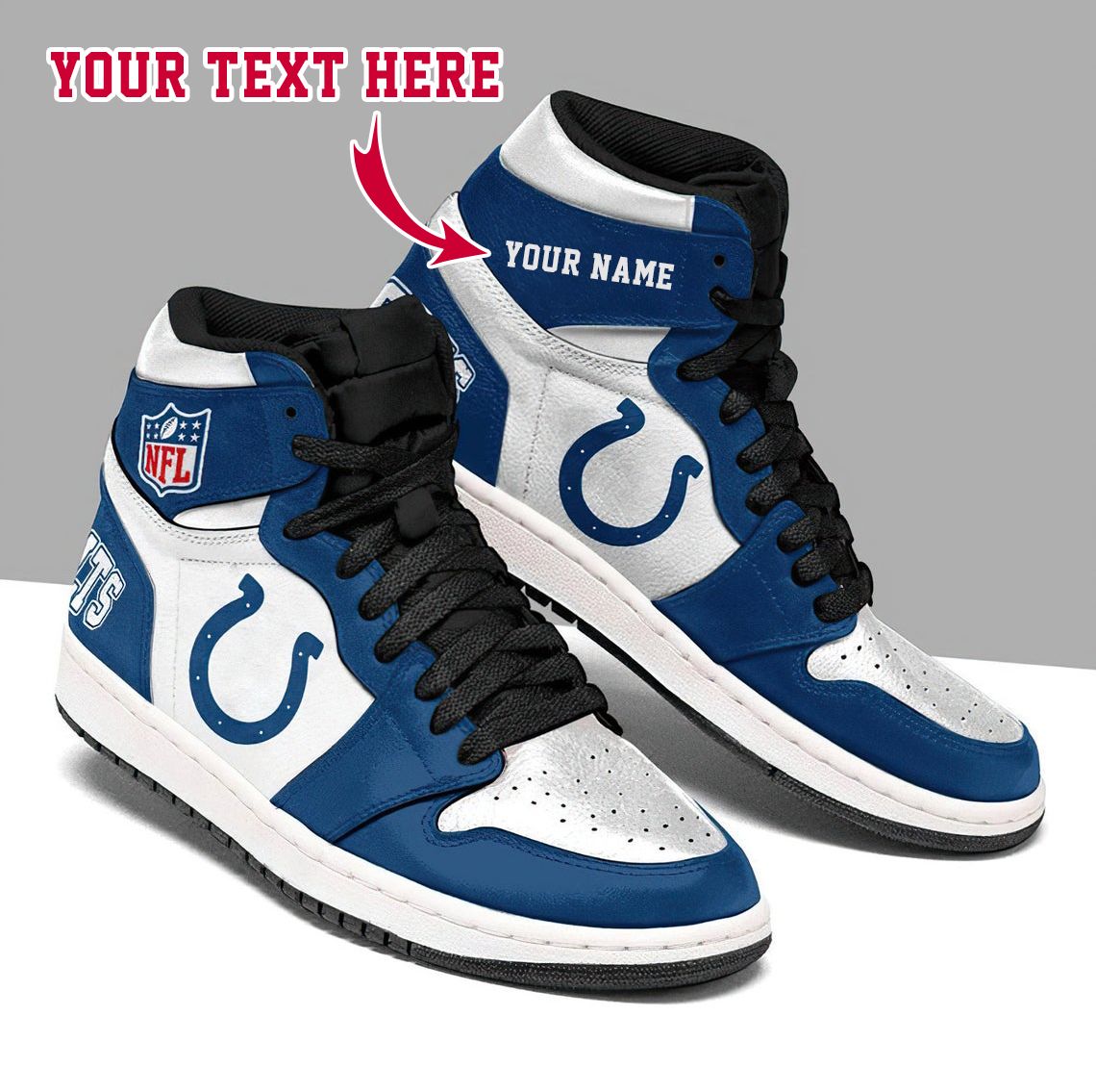Indianapolis Colts B NFL Football High Retro Air Force Jordan 1 Customized Shoes