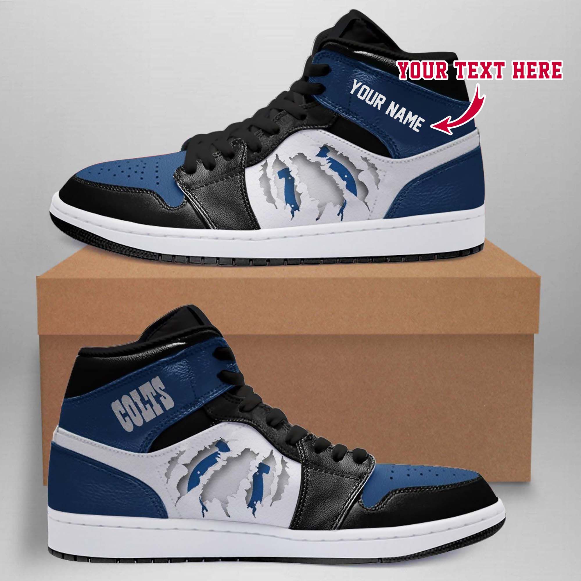 INDIANAPOLIS COLTS I2 NFL Football High Retro Air Force Jordan 1 Customized Shoes