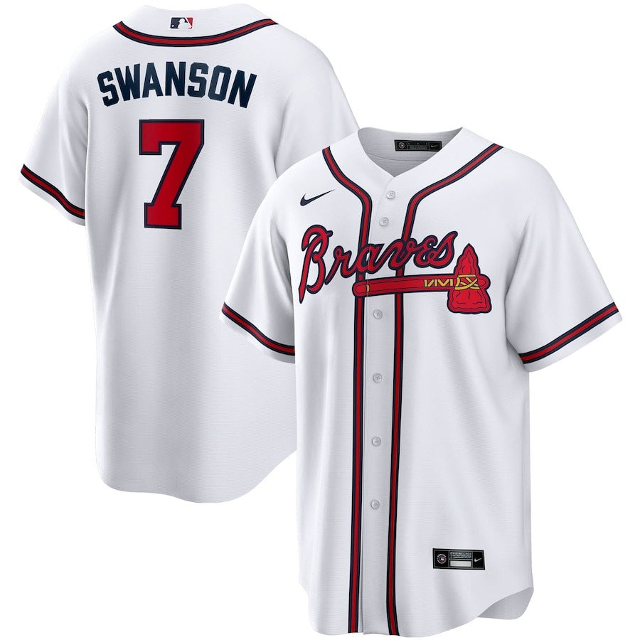 Men's Atlanta Braves Dansby Swanson Nike White Home Replica Player Name Jersey