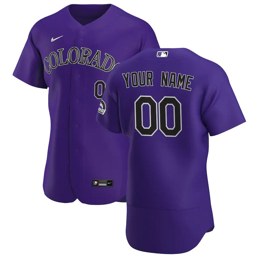 Men's Colorado Rockies Nike Purple Alternate Authentic Custom Jersey ...
