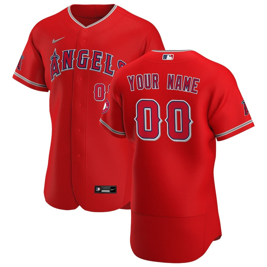 Men's Los Angeles Angels Nike Scarlet Alternate Authentic Custom Jersey ...