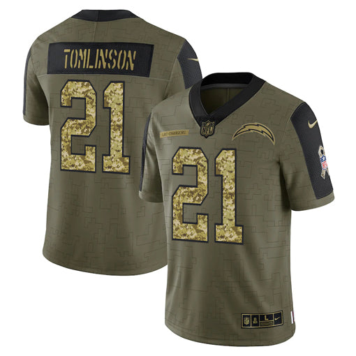 Men's Los Angeles Char.gers LaDainian Tomlinson Camo 2021 Salute To Service Limited Player Jersey