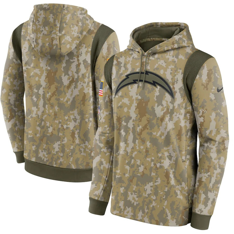 Men's Los Angeles Char.gers Nike Camo 2021 Salute To Service Therma Performance Pullover Hoodie