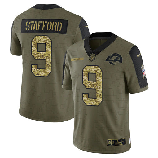Men's Los Angeles Rams Matthew Stafford Camo 2021 Salute To Service Limited Player Jersey