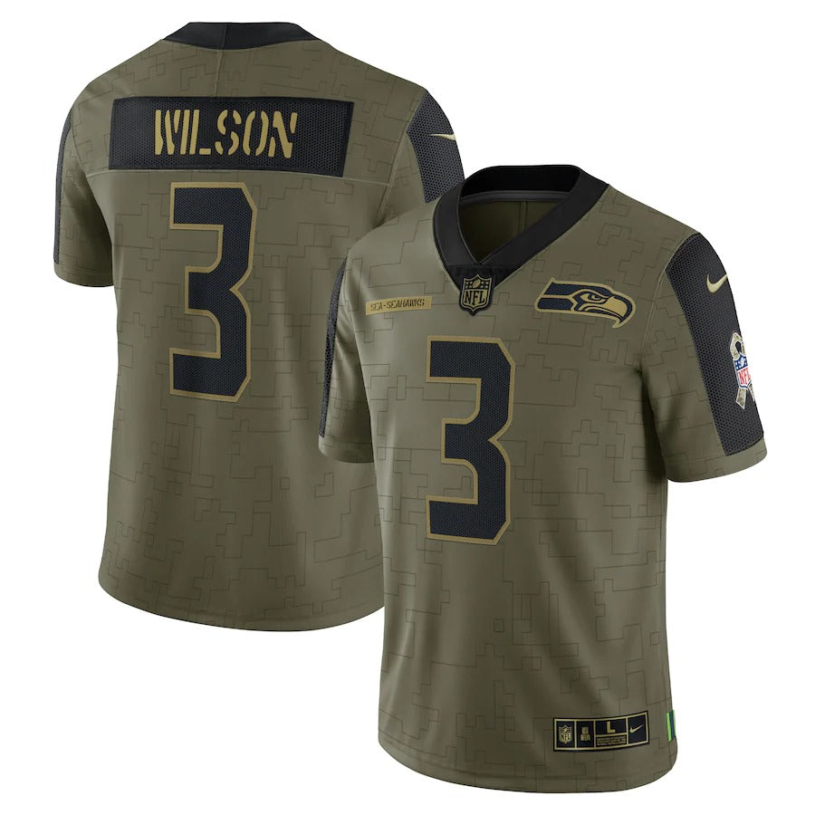 Men's Seattle Seahawks Russell Wilson Nike Olive 2021 Salute To Service ...