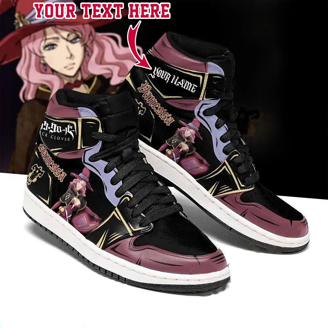 Vanessa Enoteca Black Clover Fans Film High Retro AJ-1 Customized Shoes ...