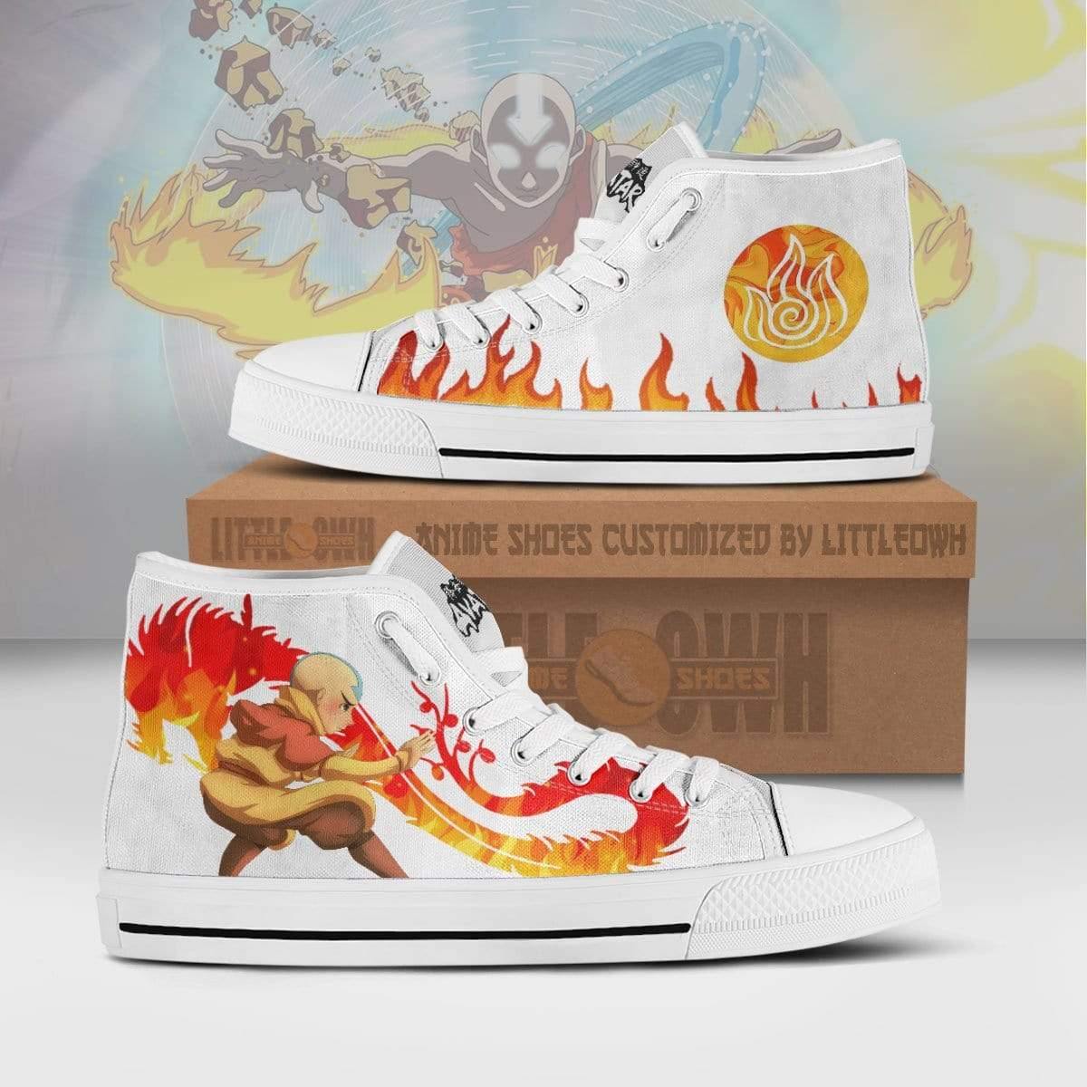 Aang High Top Canvas Shoes Custom Firebending Avatar: The Last Airbender Anime Sneakers