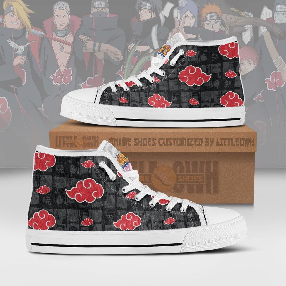 Akatsuki Cloud Shoes Naruto High Tops Anime Canvas Sneakers