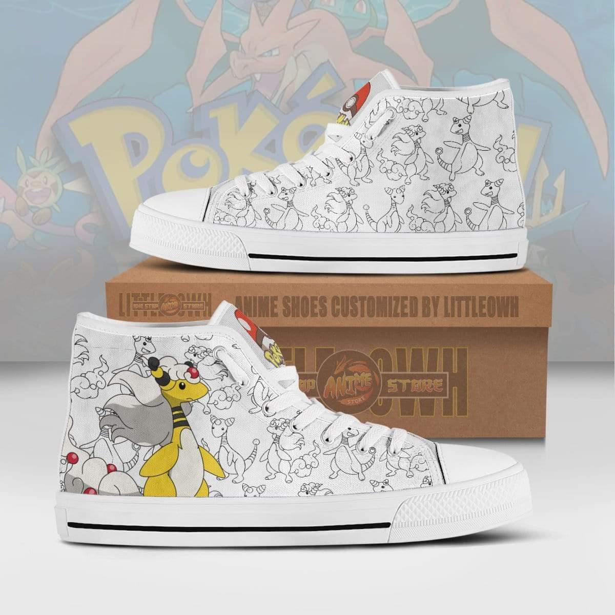 Ampharos High Top Canvas Shoes Custom Pokemon Anime Sneakers