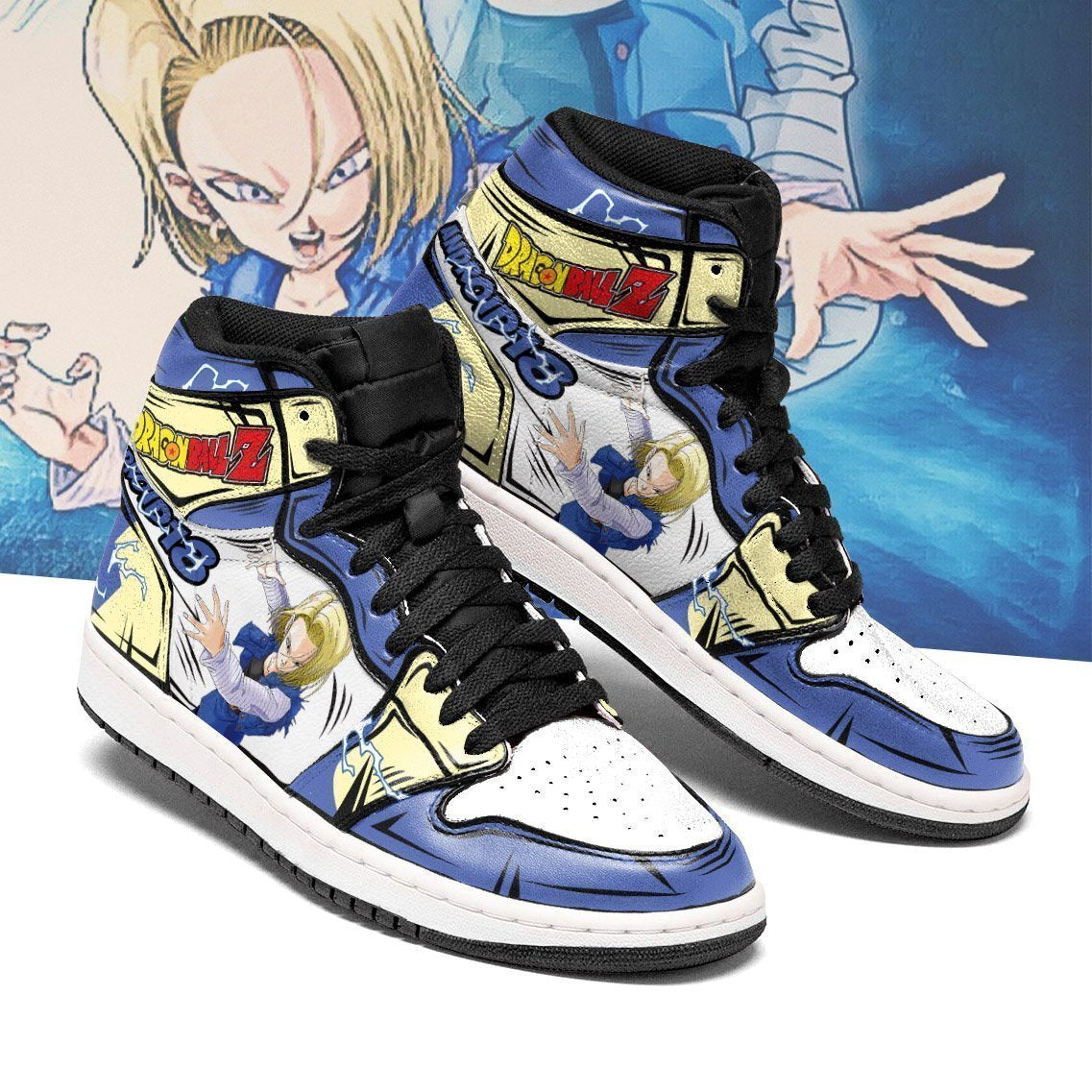 Android 18 Sneakers Custom Anime Dragon Ball Shoes - HomeFavo