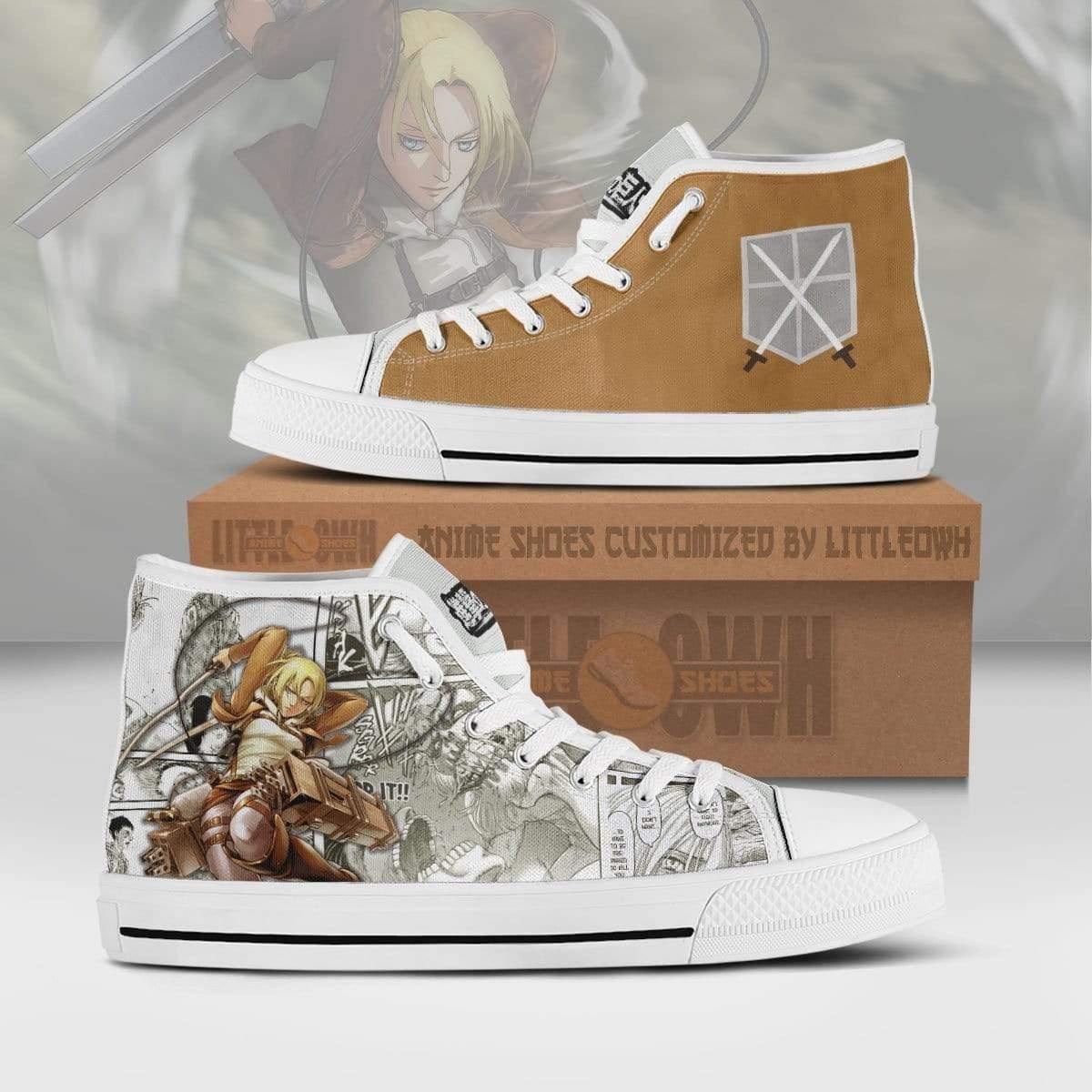 Annie Leonhart High Top Canvas Shoes Custom Attack on Titan Anime Mixed Manga