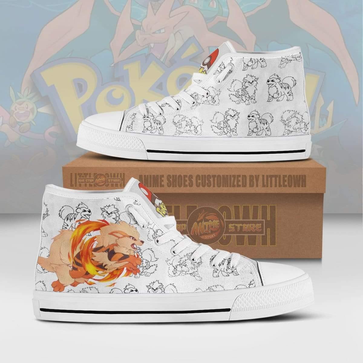 Arcanine High Top Canvas Shoes Custom Pokemon Anime Sneakers