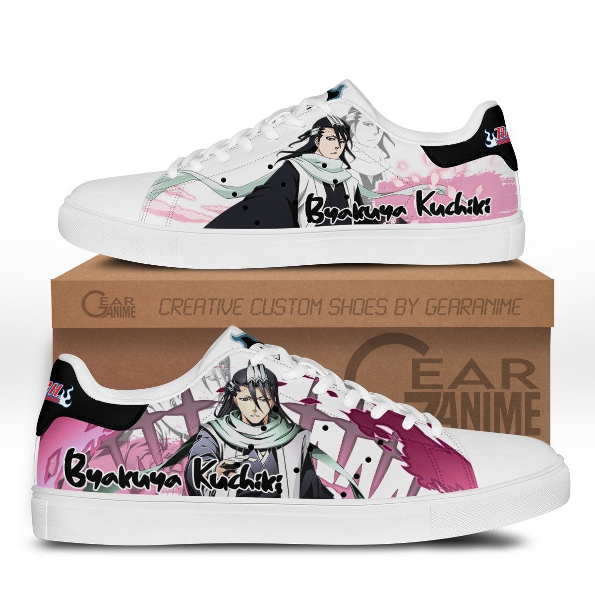 Byakuya Kuchiki Skate Sneakers Custom Anime Bleach Shoes - HomeFavo