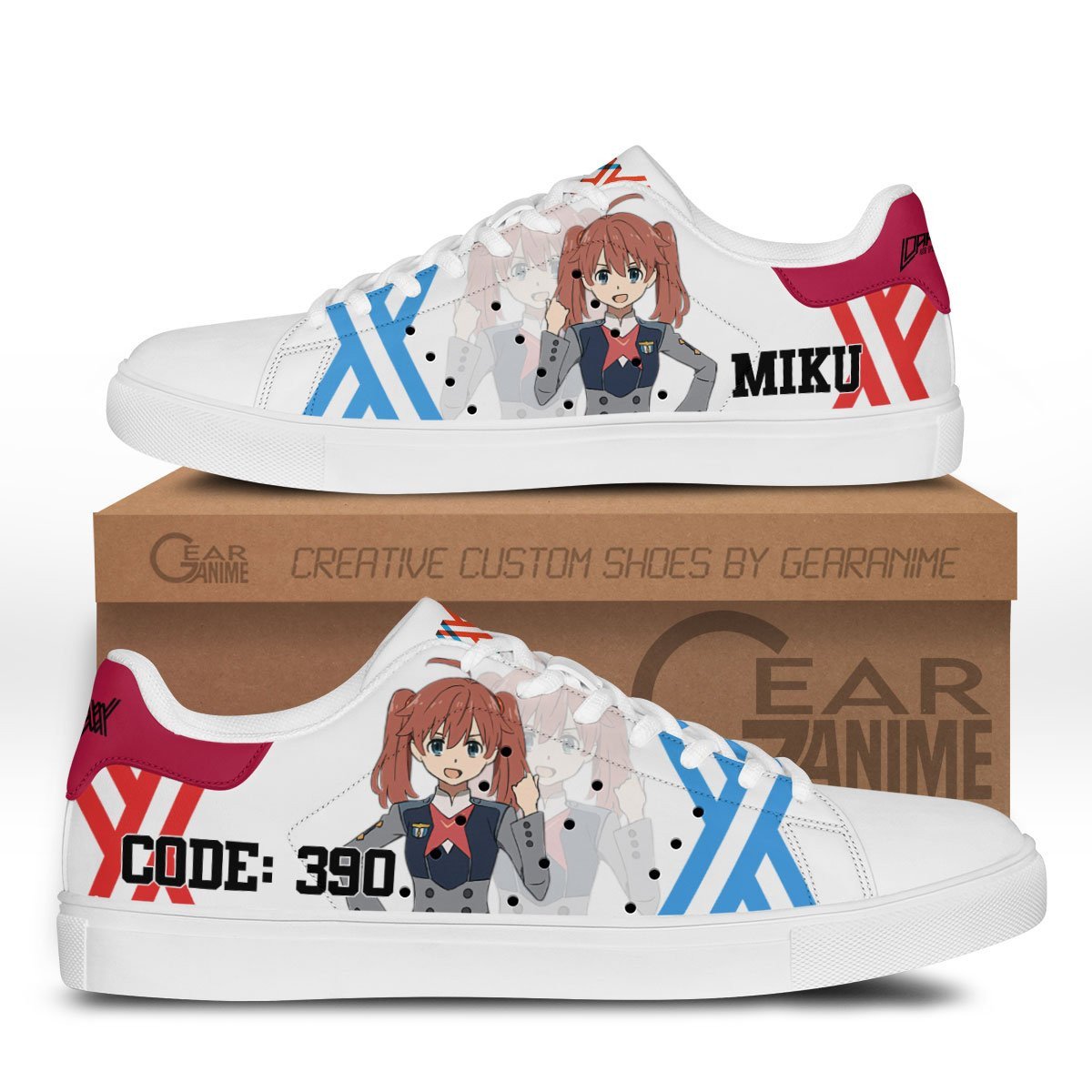 Darling in the Franxx Miku Code:390 Skate Sneakers Custom Anime Shoes ...