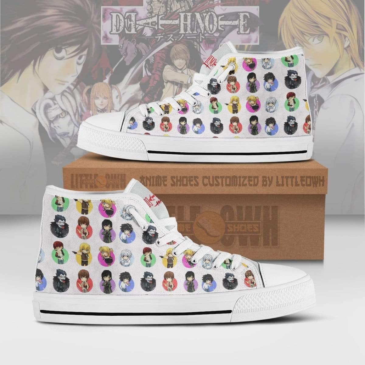 Death Note High Top Canvas Shoes Custom Cute Chibi Face Style Anime Sneakers