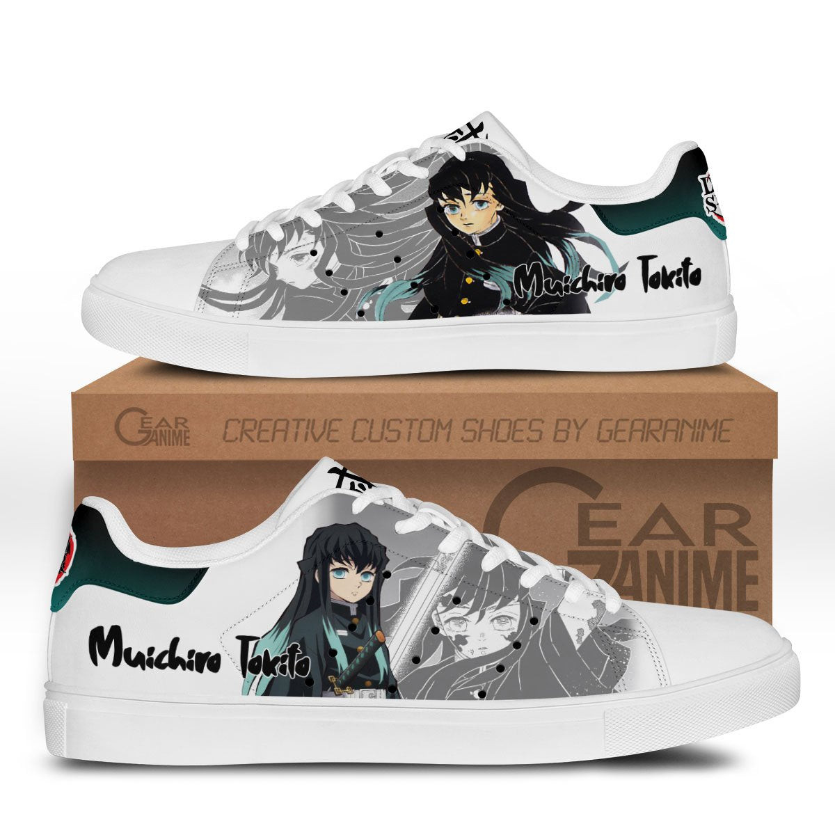 Demon Slayer Muichiro Tokito Skate Sneakers Custom Anime Shoes - HomeFavo