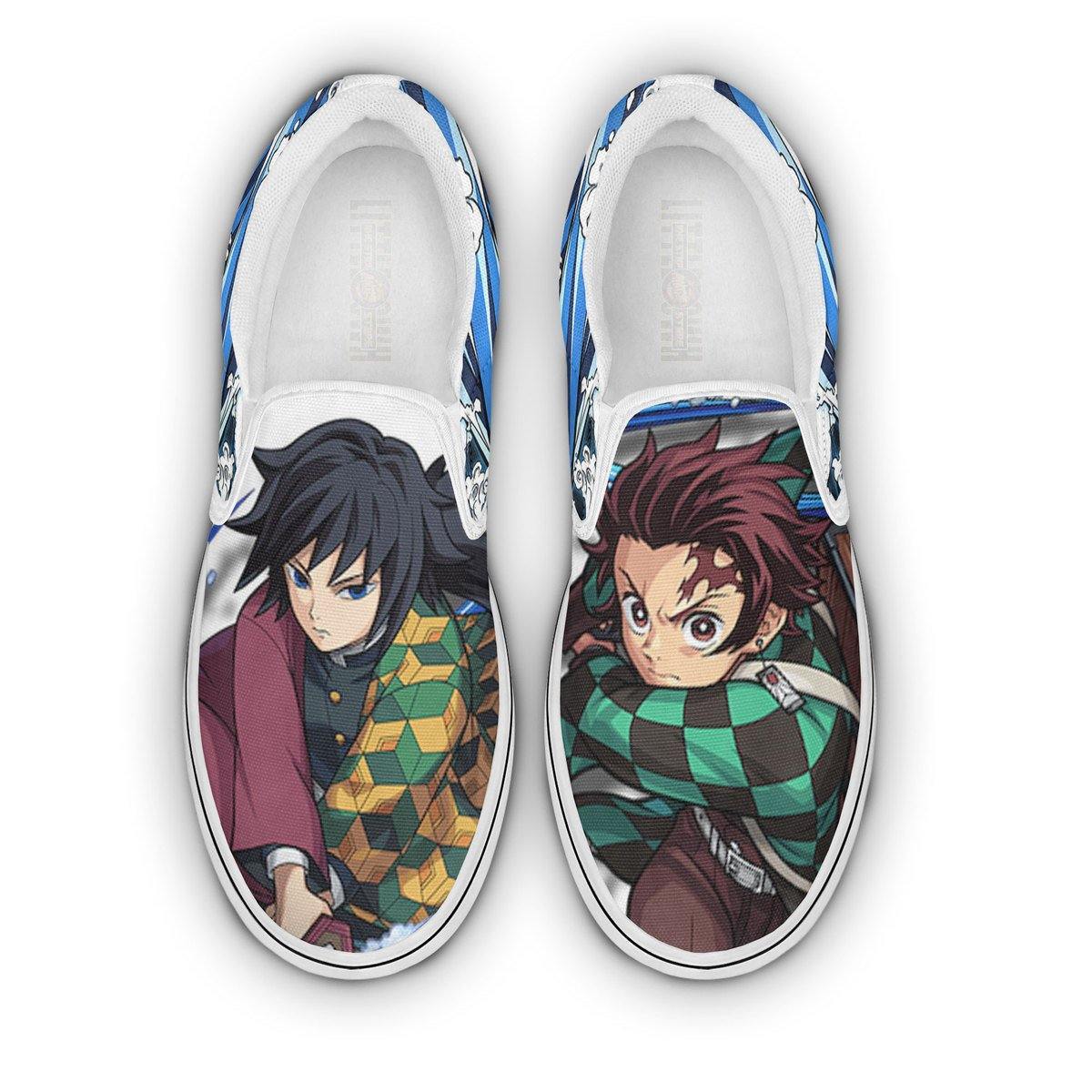 Demon Slayer Tanjiro and Giyuu Shoes Custom Anime Classic Slip-On ...