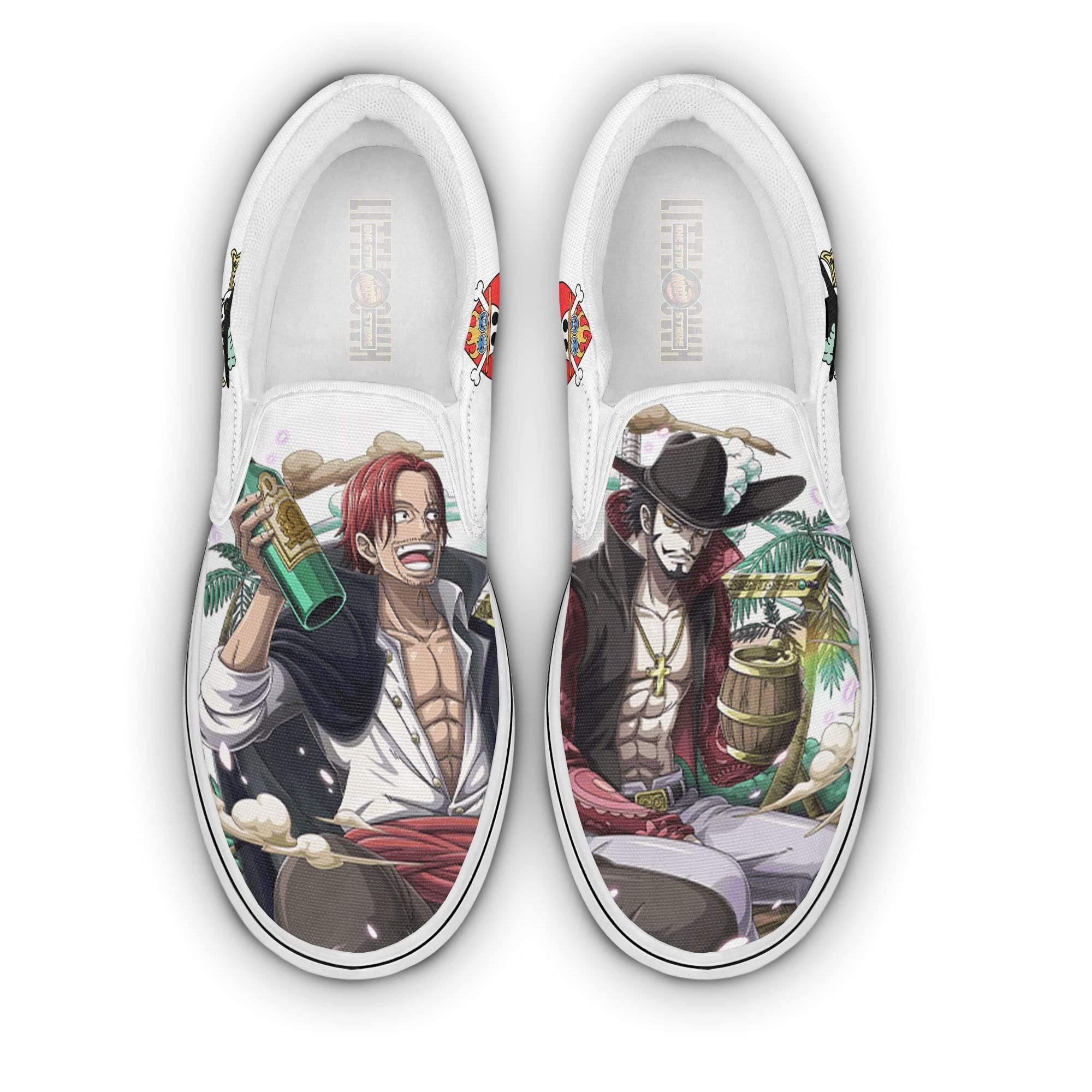 Dracule Mihawk x Shanks One Piece Shoes Custom Anime Flat Slip On Sneakers