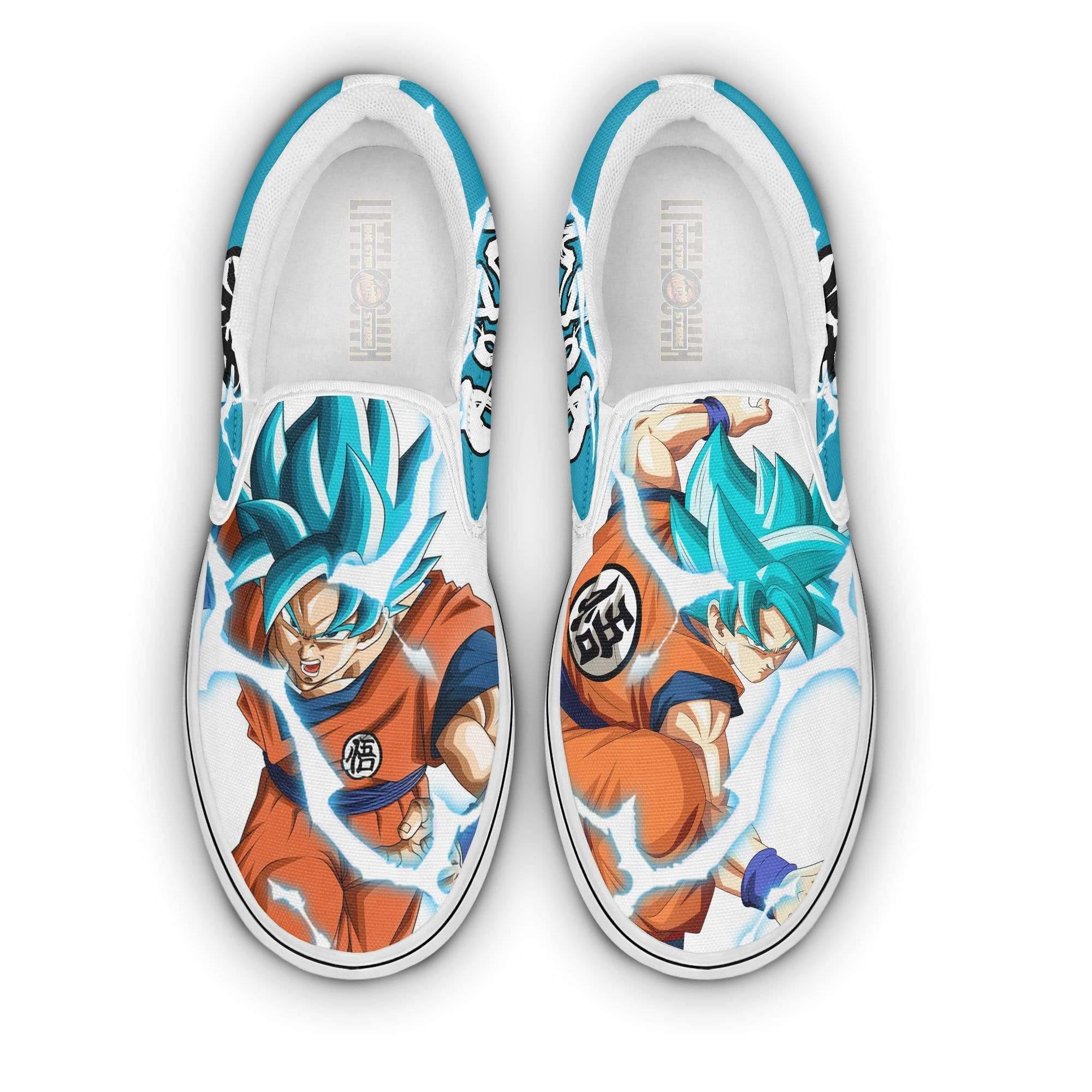 Dragon Ball Z Goku Shoes Super Saiyan Blue Anime Shoes Custom Classic Slip-On