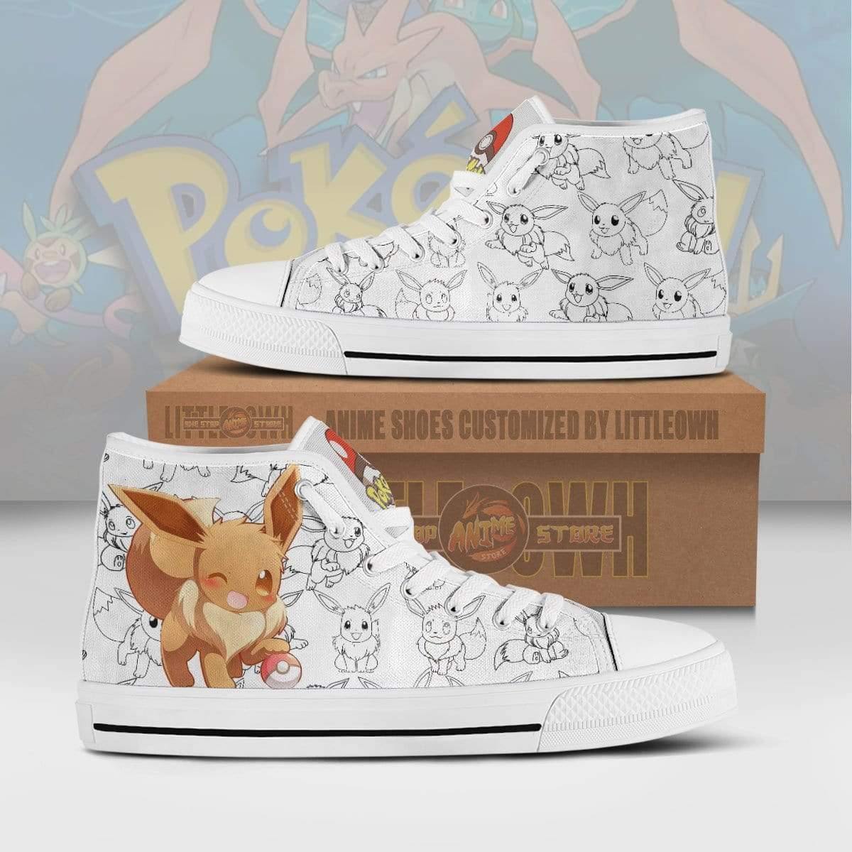 Eevee High Top Canvas Shoes Custom Pokemon Anime Sneakers