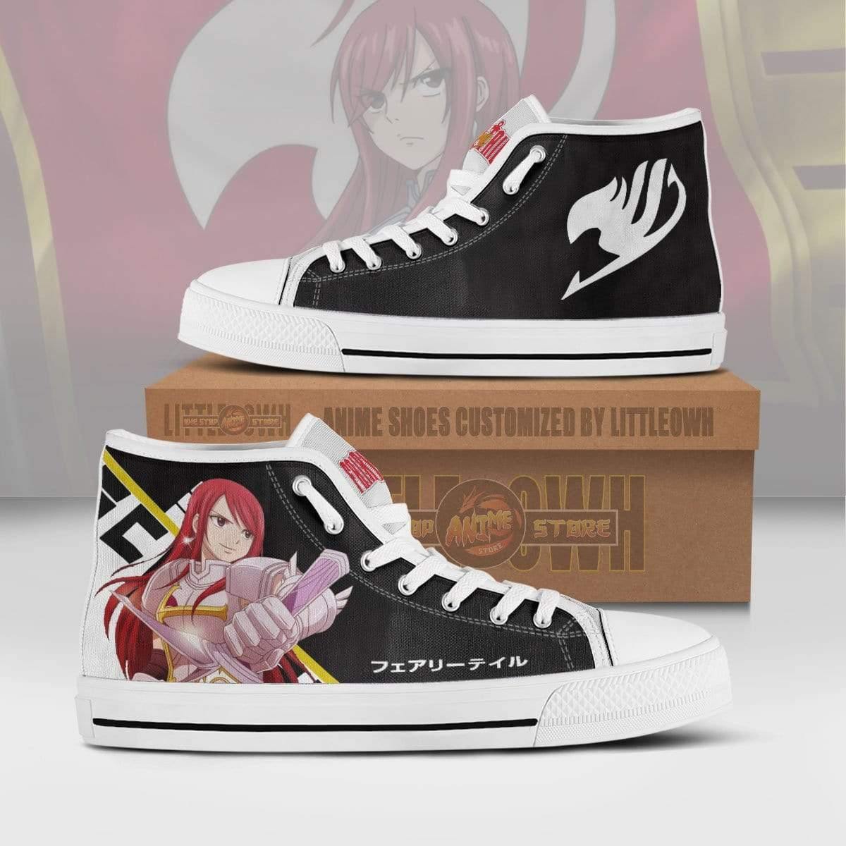 Erza Scarlet High Top Canvas Shoes Custom Fairy Tail Anime Sneakers