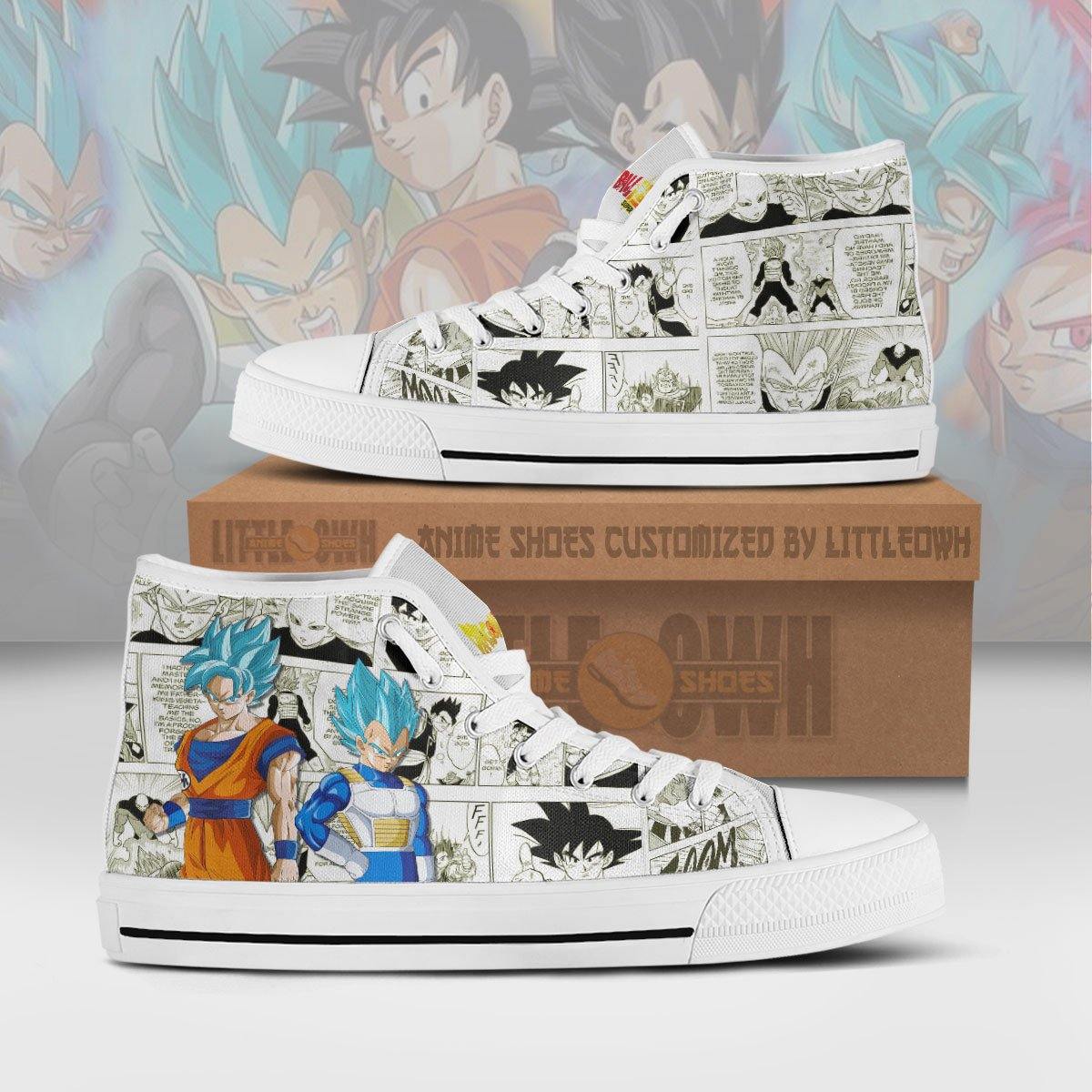 Goku x Vegeta High Top Canvas Custom Dragon Ball Super Shoes Anime Mixed Manga Style