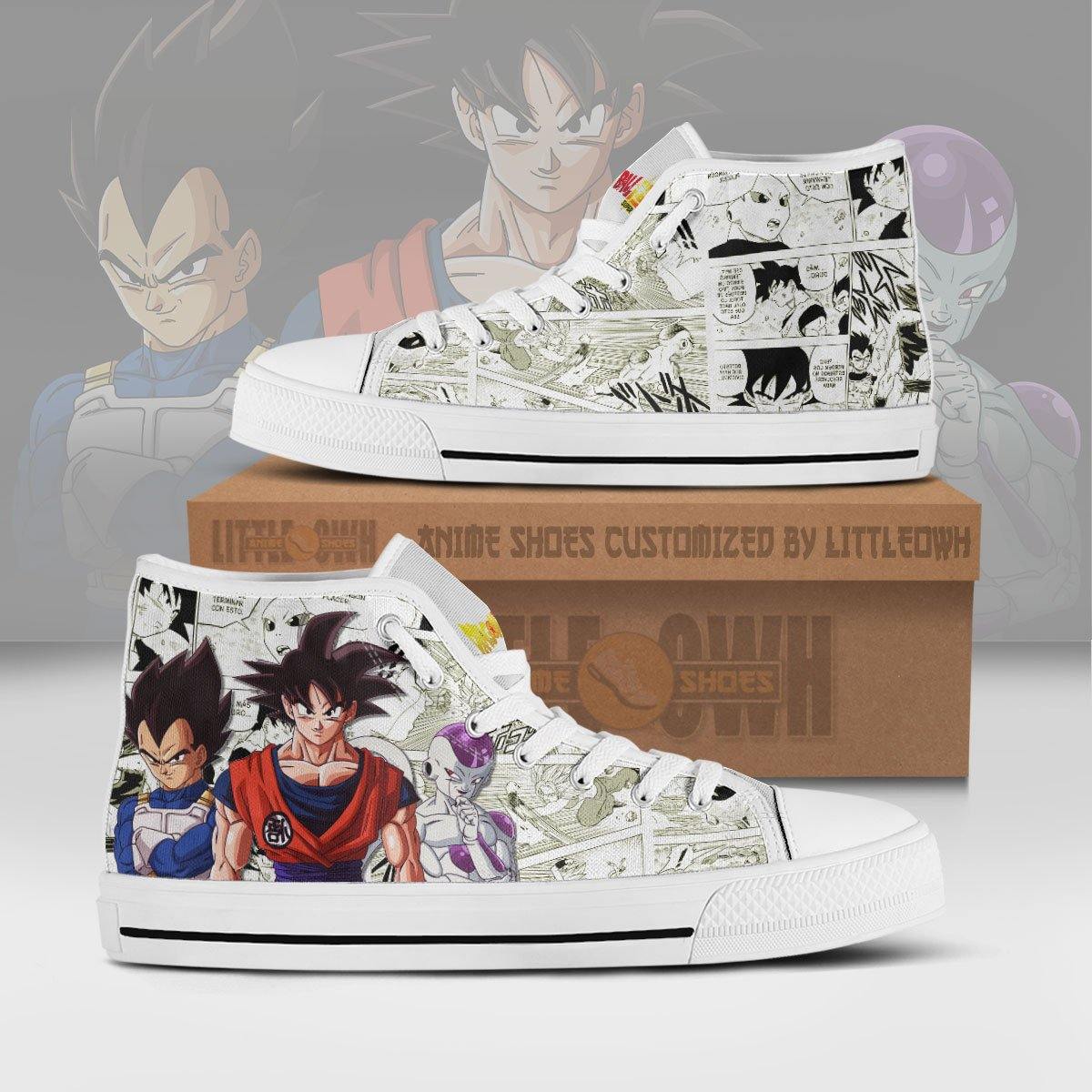 Goku x Vegeta x Frieza High Top Canvas Shoes Custom Dragon Ball Anime Mixed Manga Style