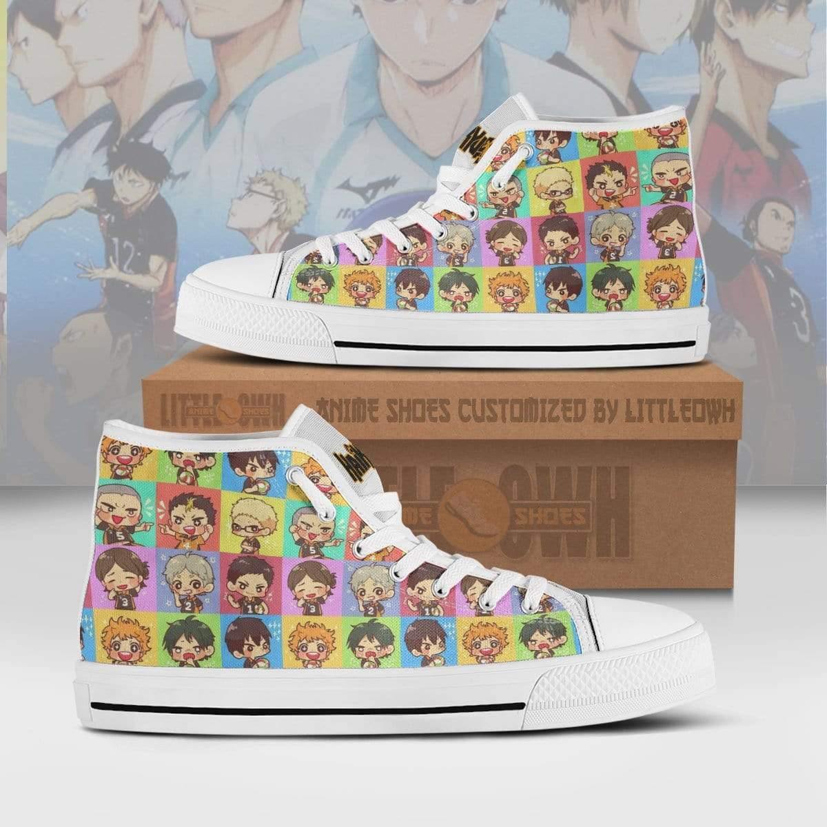 Haikyuu High Top Canvas Shoes Custom Cute Chibi Face Anime Sneakers