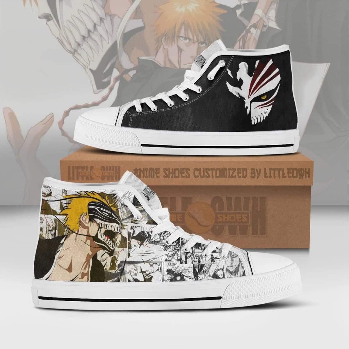Ichigo Kurosaki High Top Canvas Shoes Custom Bleach Anime Mixed Manga