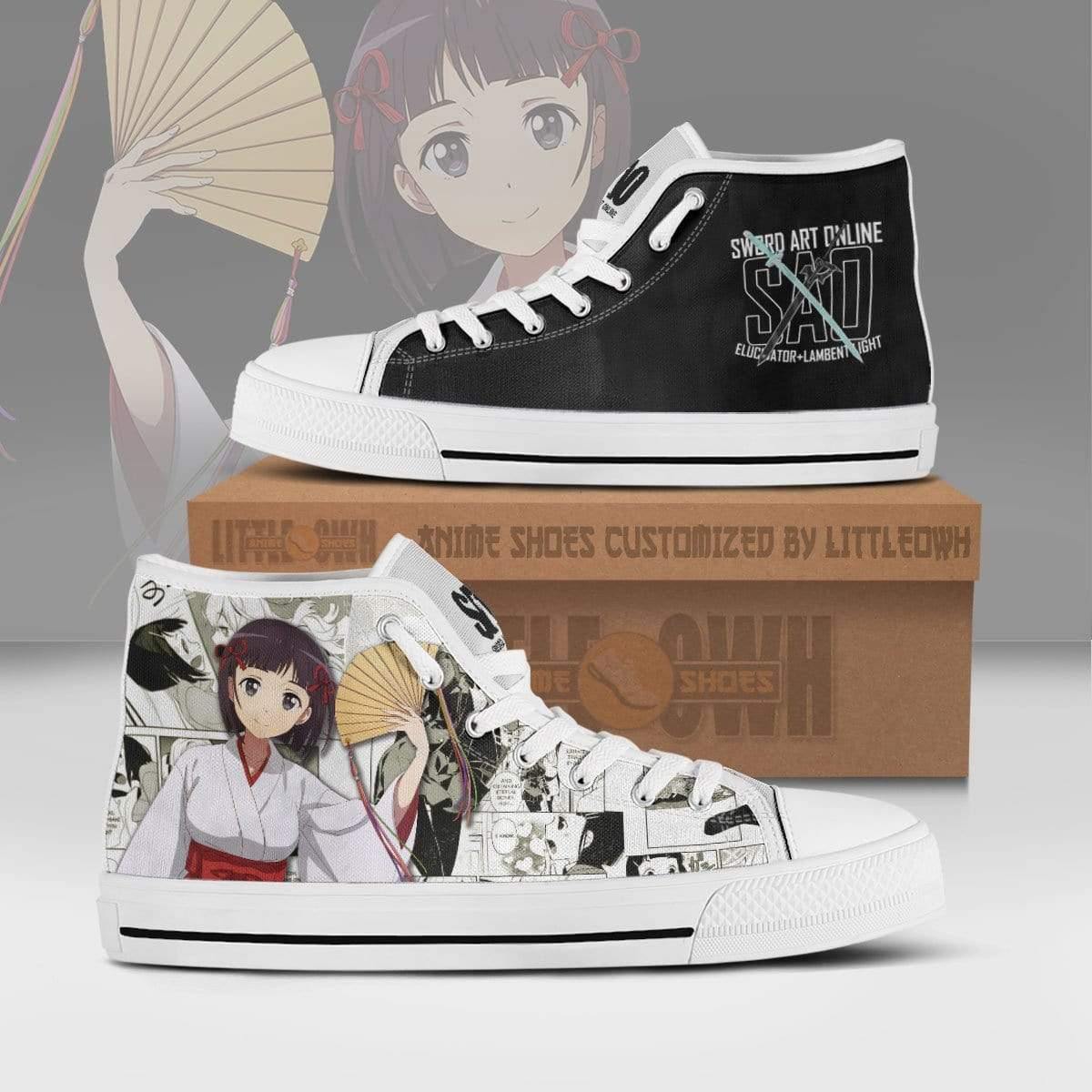 Kirigaya Suguha High Top Canvas Shoes Custom Sword Art Online Anime Mixed Manga Style