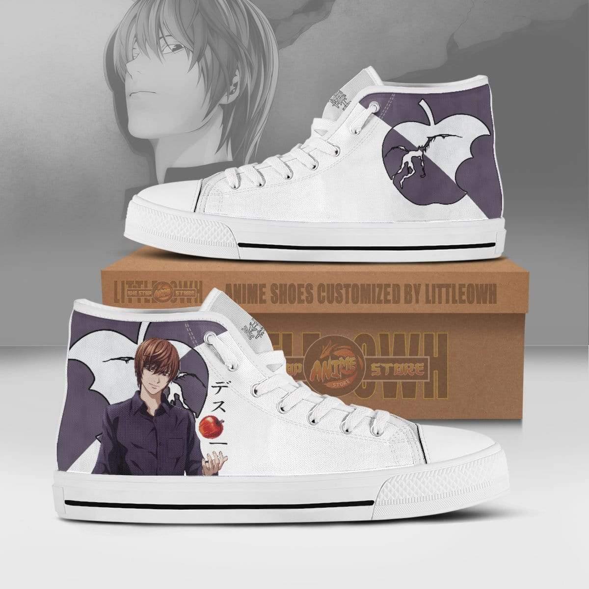 Light Yagami High Top Canvas Shoes Custom Death Note Anime Sneakers