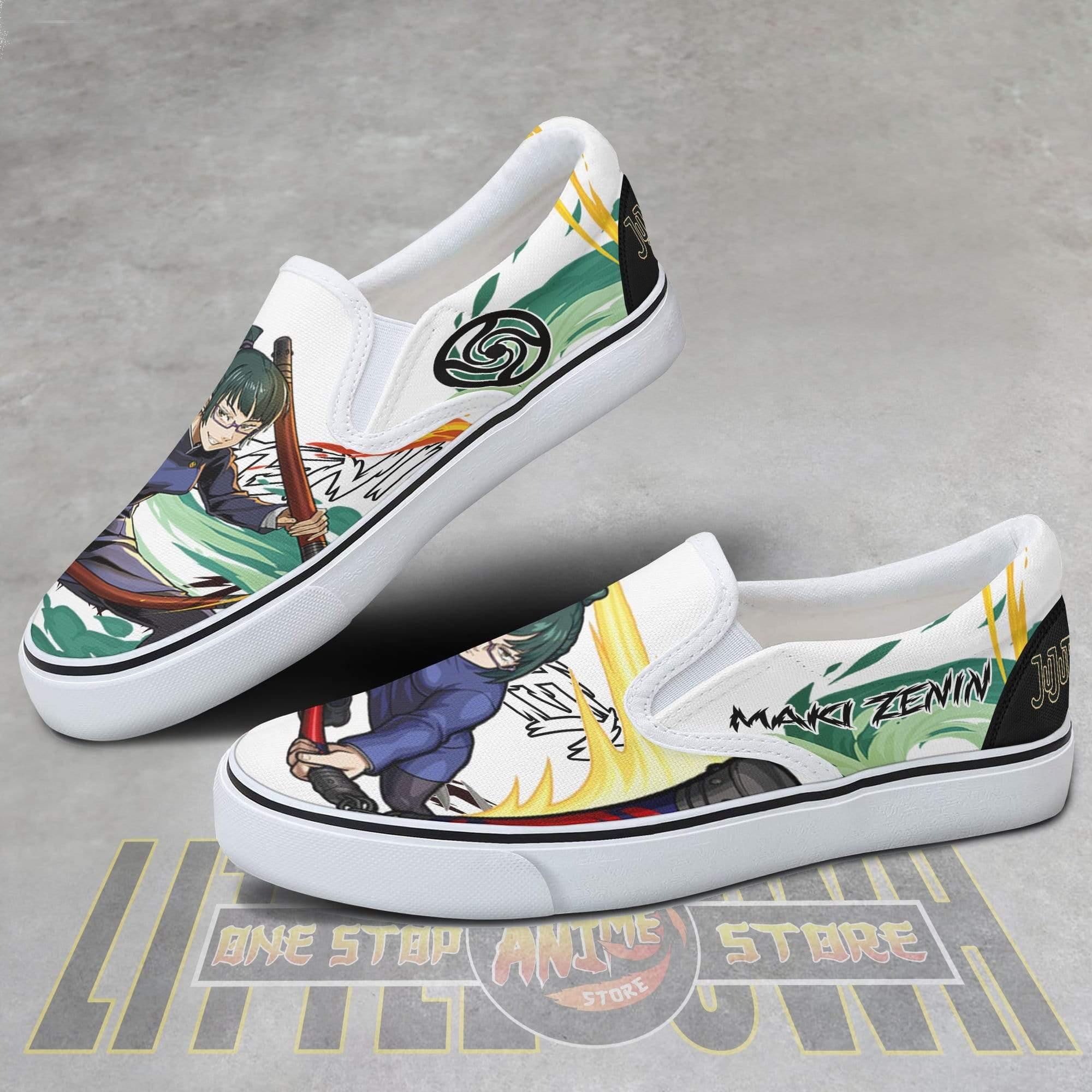 Maki Zenin Classic Slip-On Custom Jujutsu Kaisen Anime Shoes - HomeFavo