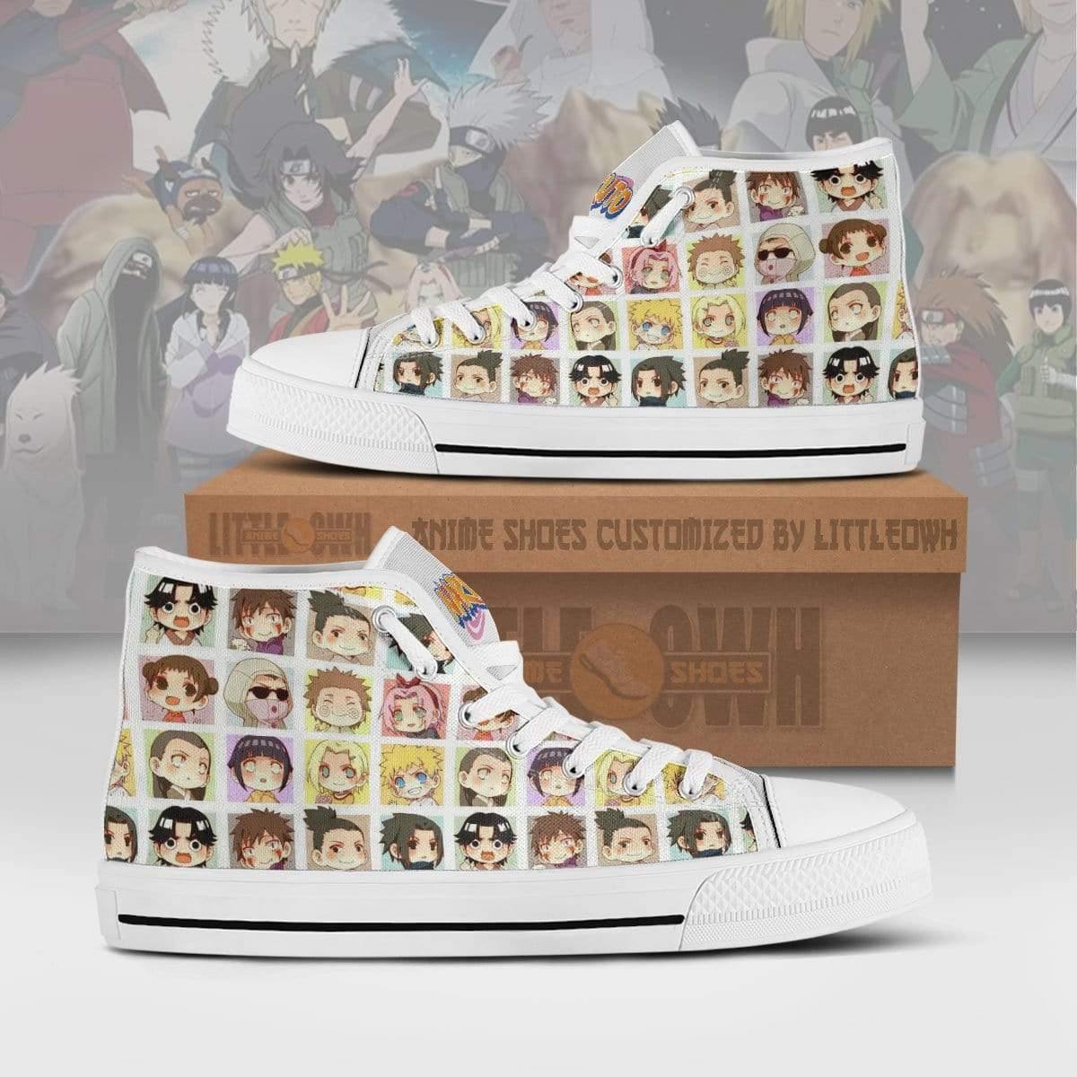 Naruto High Top Canvas Shoes Custom Cute Chibi Face Anime Sneakers