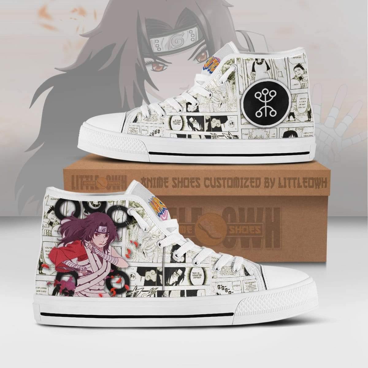 Naruto High Tops Kurenai Shoes Custom Anime Canvas Sneakers Mixed Manga Style