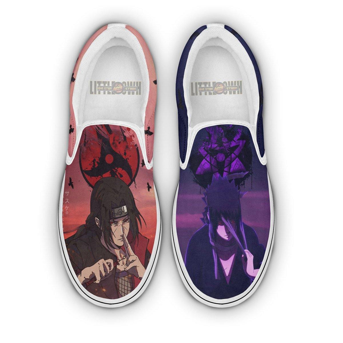 Naruto Itachi And Sasuke Shoes Custom Anime Classic Slip-On Sneakers