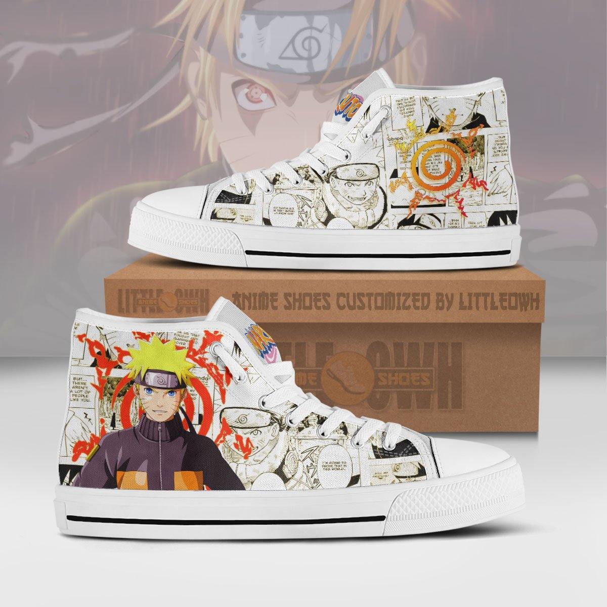 Naruto Uzumaki High Top Canvas Shoes Custom Naruto Anime Mixed Manga Style