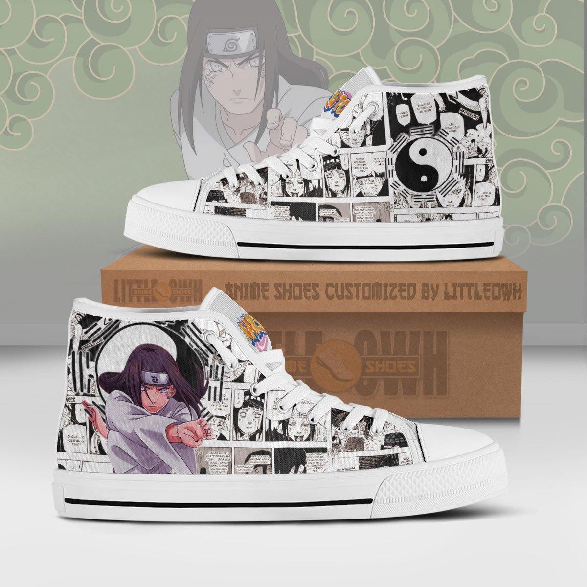 Neji High Top Canvas Shoes Custom Naruto Anime Mixed Manga