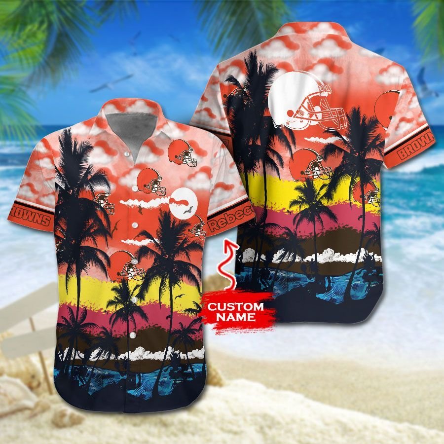 NFL Cleveland Browns Hawaiian Shirt And Shorts Premium Hawaiian Shirts ...