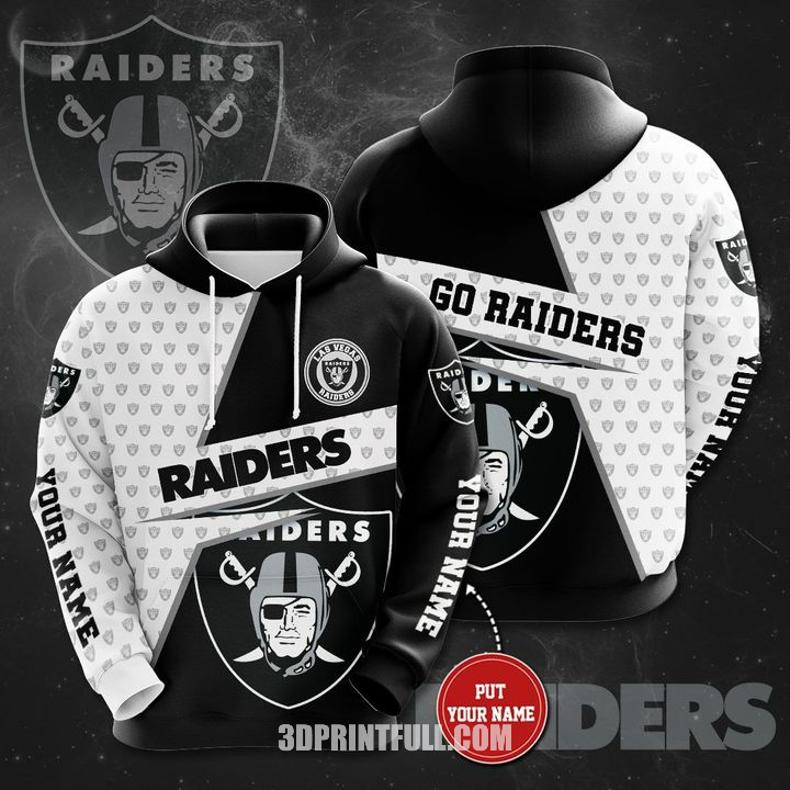 NFL Personalized Oakland Raiders LVR 3D Logo Hoodie - HomeFavo