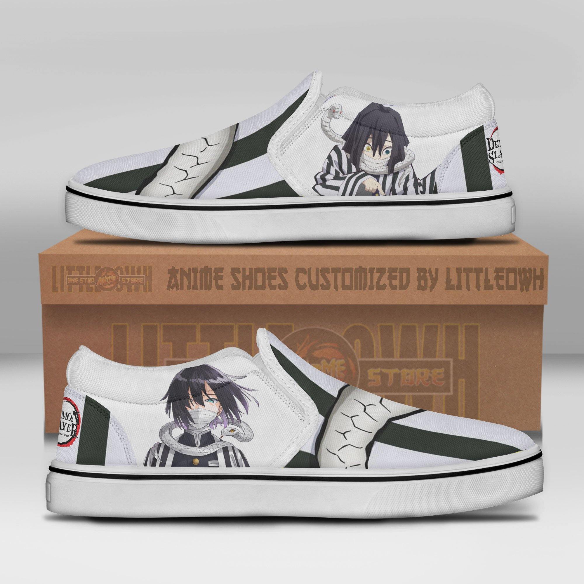 Obanai Haori Custom Demon Slayers Shoes Anime Sneakers Classic Slip On