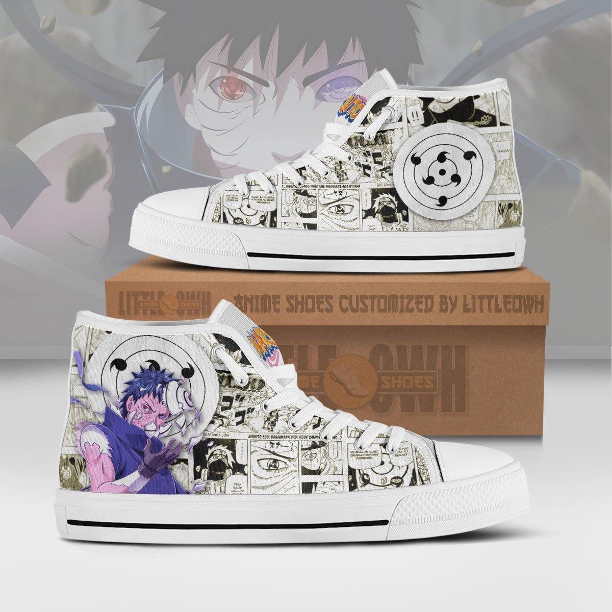 Obito Uchiha High Top Canvas Shoes Custom Naruto Anime Mixed Manga Style