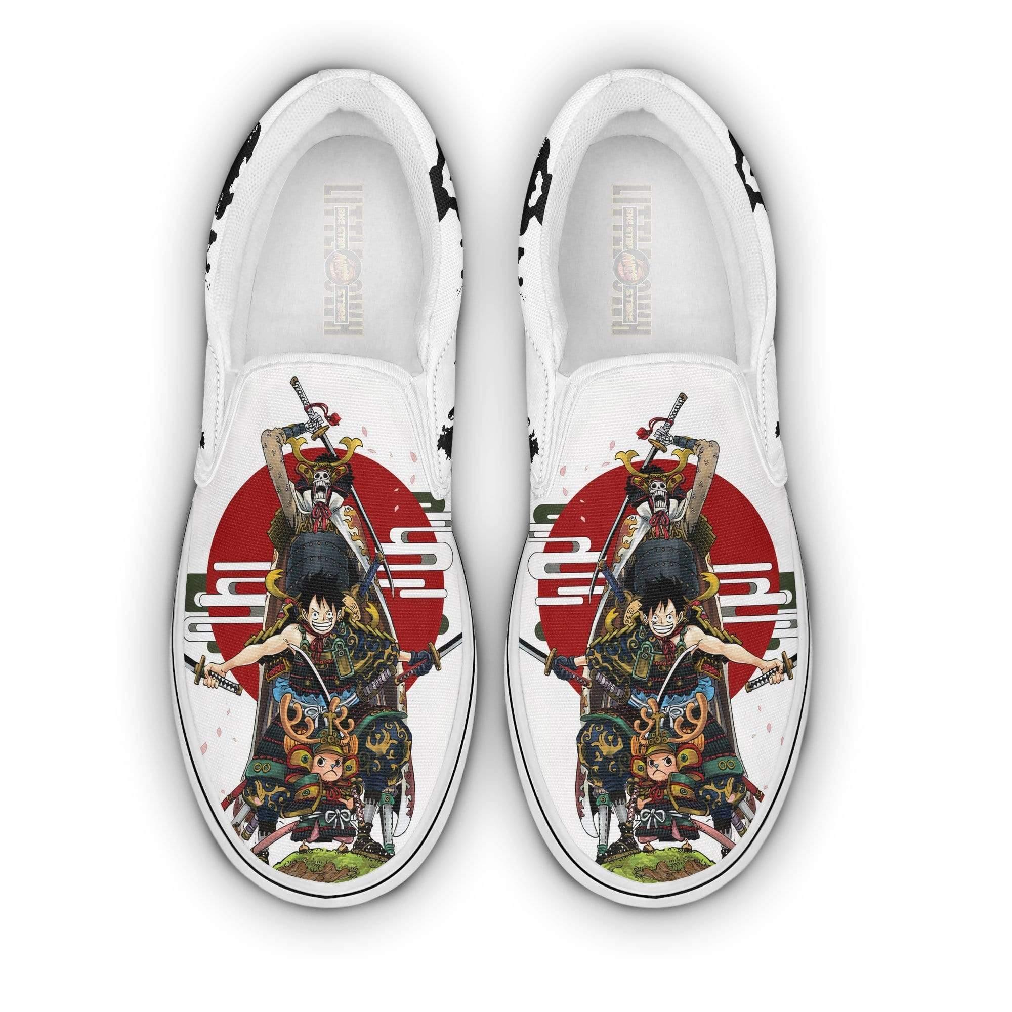 One Piece Anime Shoes Luffy Brook Chopper Classic Slip Ons Sneakers