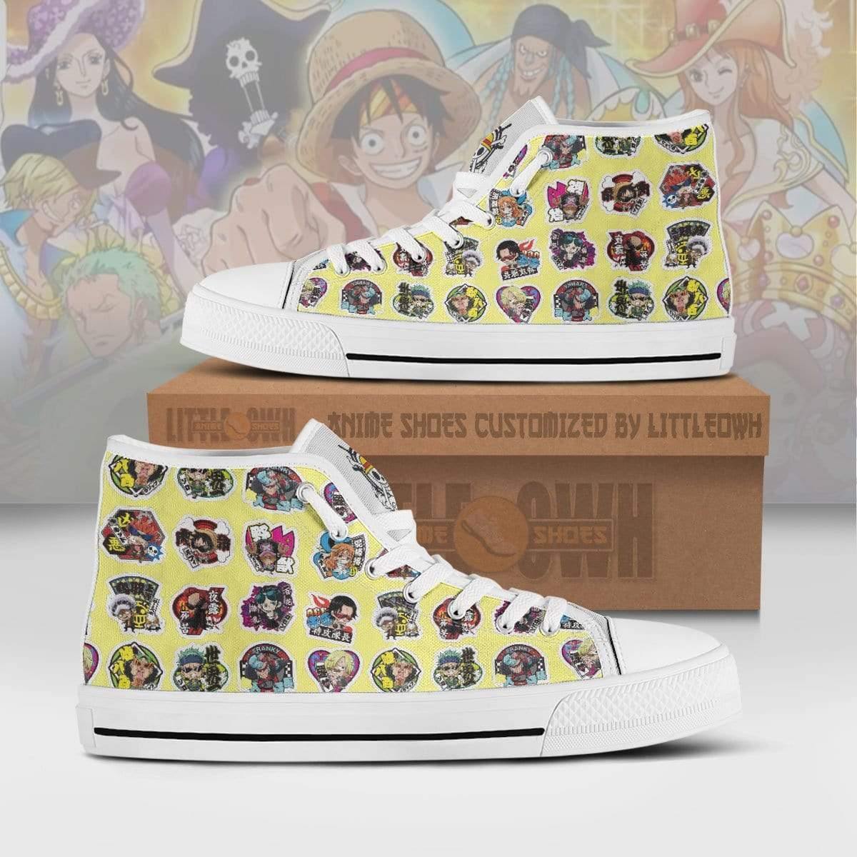 One Piece High Top Canvas Shoes Custom Cute Chibi Face Anime Sneakers
