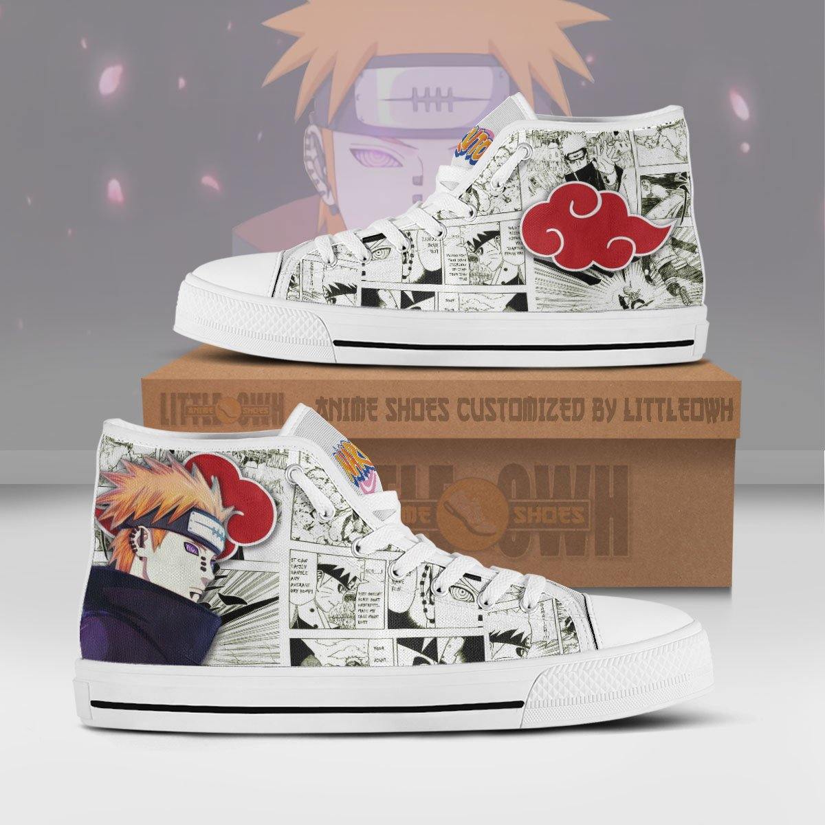 Pain Nagato High Top Canvas Shoes Custom Naruto Anime Mixed Manga Style