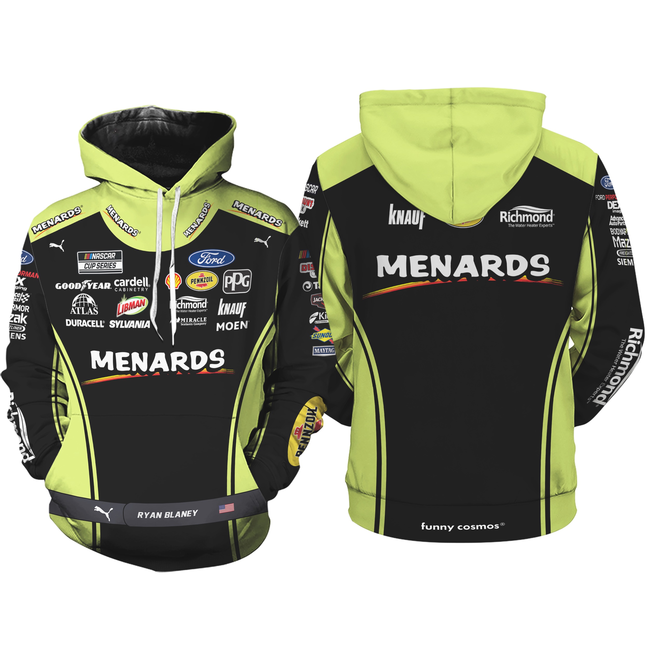 Ryan Blaney Nascar 2022 Shirt Hoodie Racing Uniform Clothes Sweatshirt Zip Hoodie Sweatpant