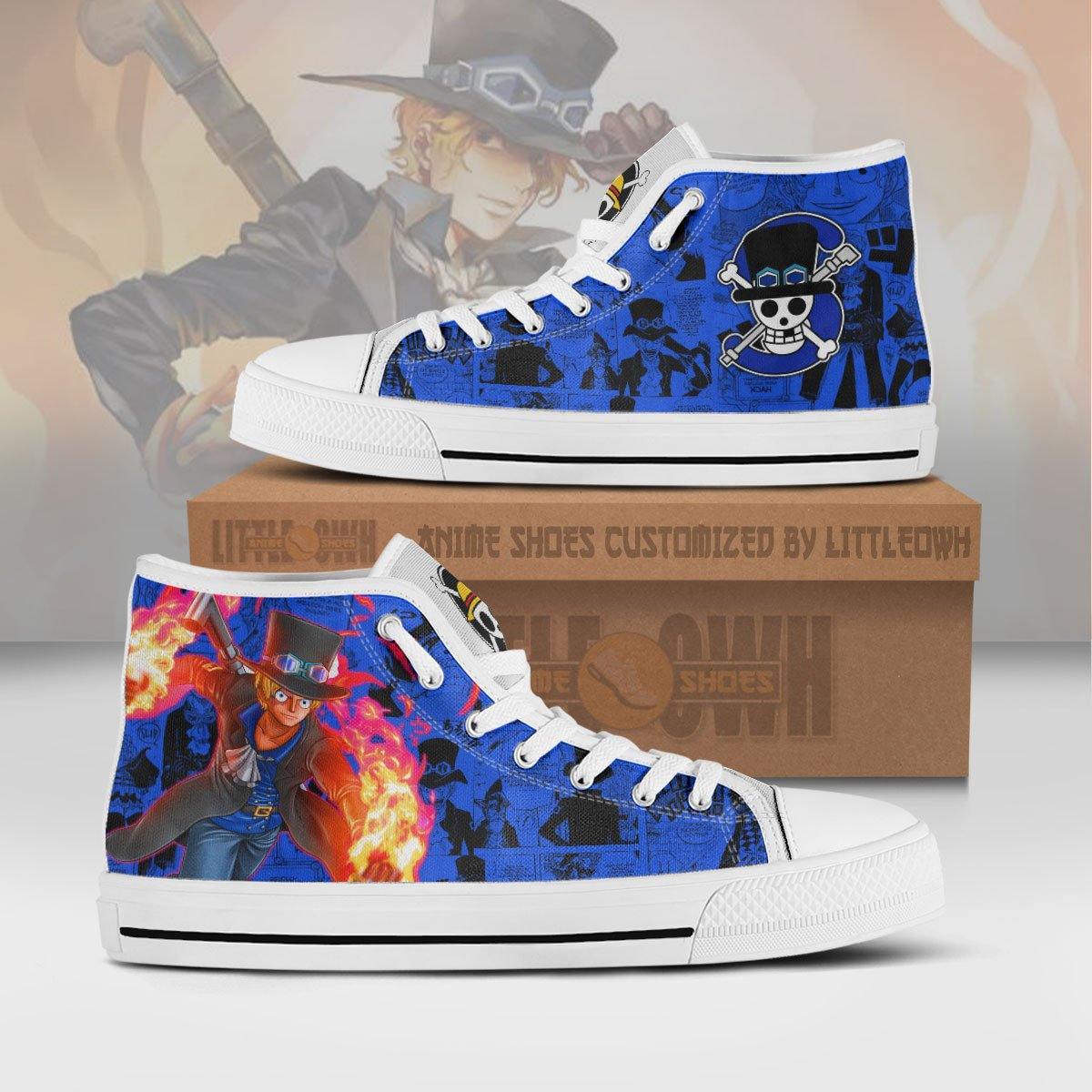 Sabo High Top Shoes Custom One Piece Anime Canvas Sneakers