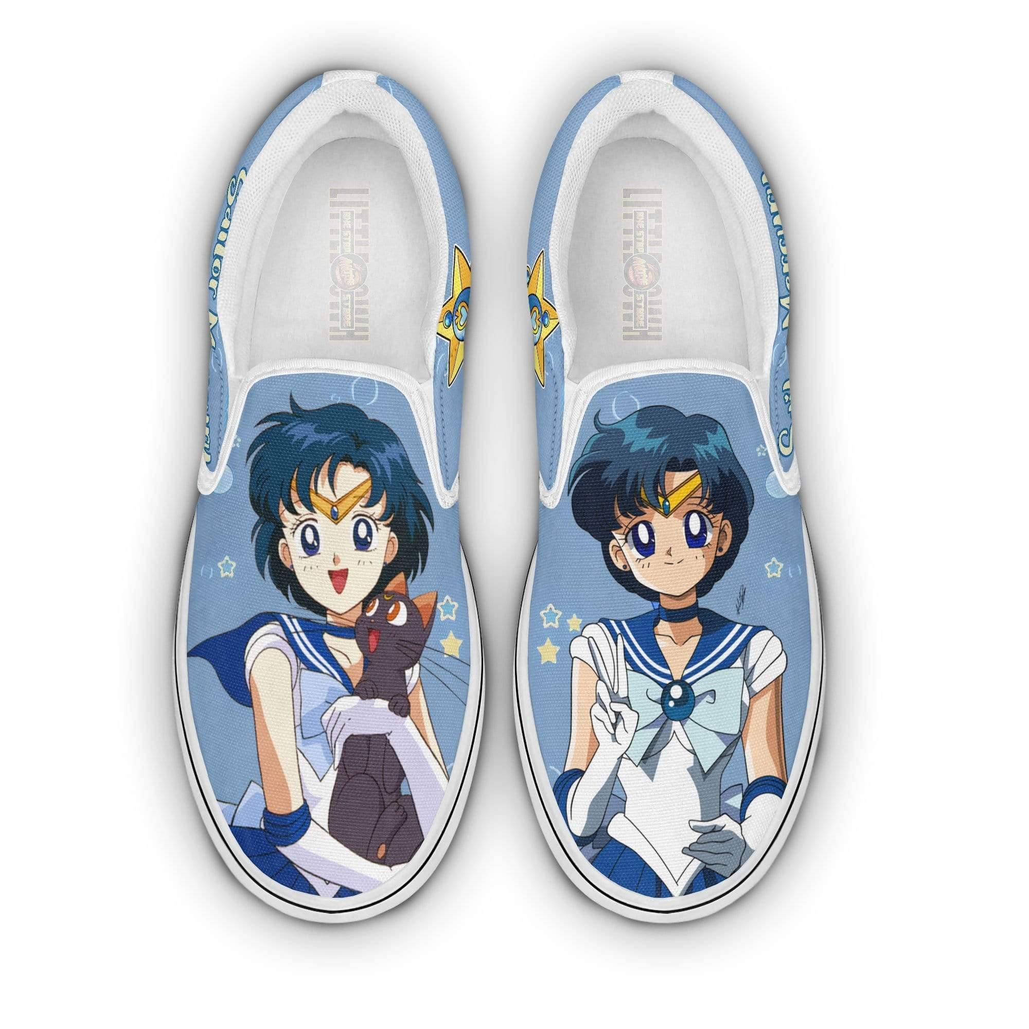 Sailor Mercury Classic Slip-On Custom Sailor Moon Anime Shoes