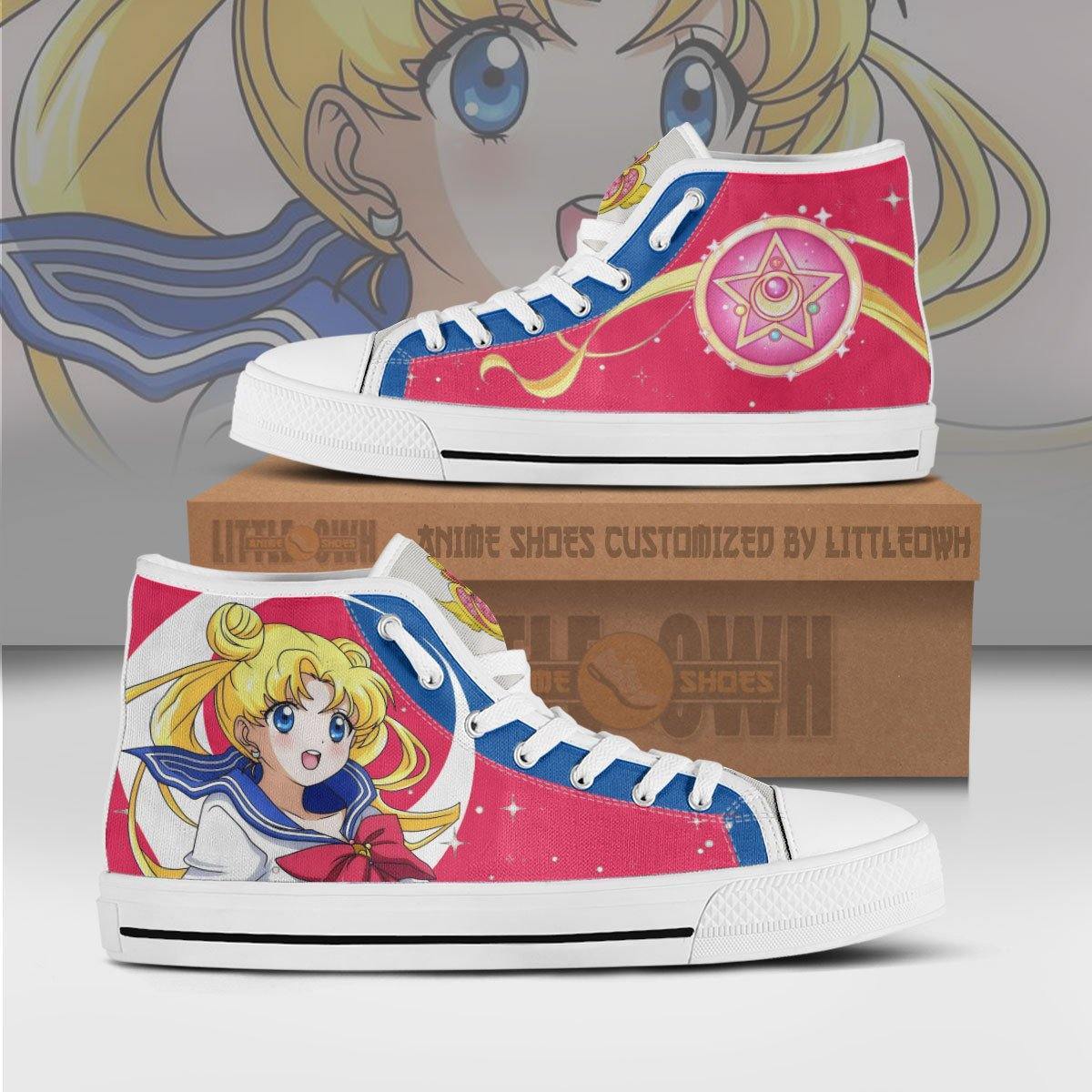 Sailor Moon High Top Canvas Shoes Custom Anime Gift Sailor Moon Canvas Sneakers