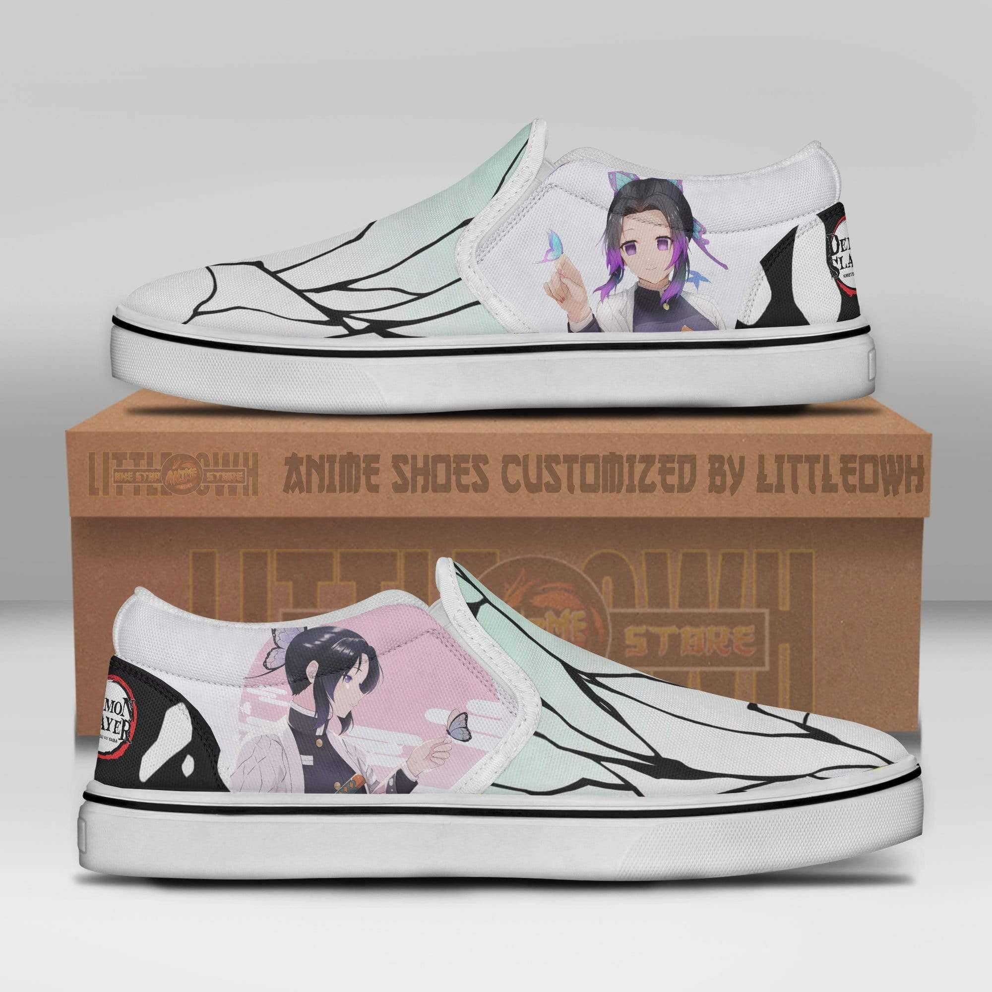 Shinobu Haori Custom Demon Slayers Shoes Anime Sneakers Classic Slip On